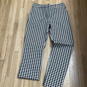 Top shop, blue and white houndstooth print, ankle pant